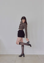 Leopard Rose flower motif knit cardigan