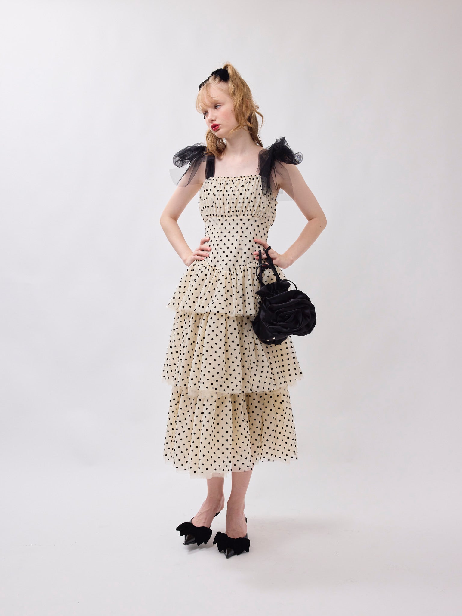 "Ballerina"ribbon tulle dot dress