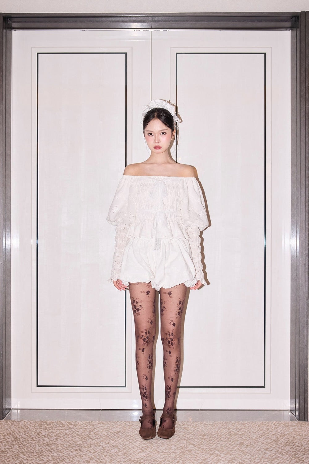 Front Ribbon Peony Puff Top