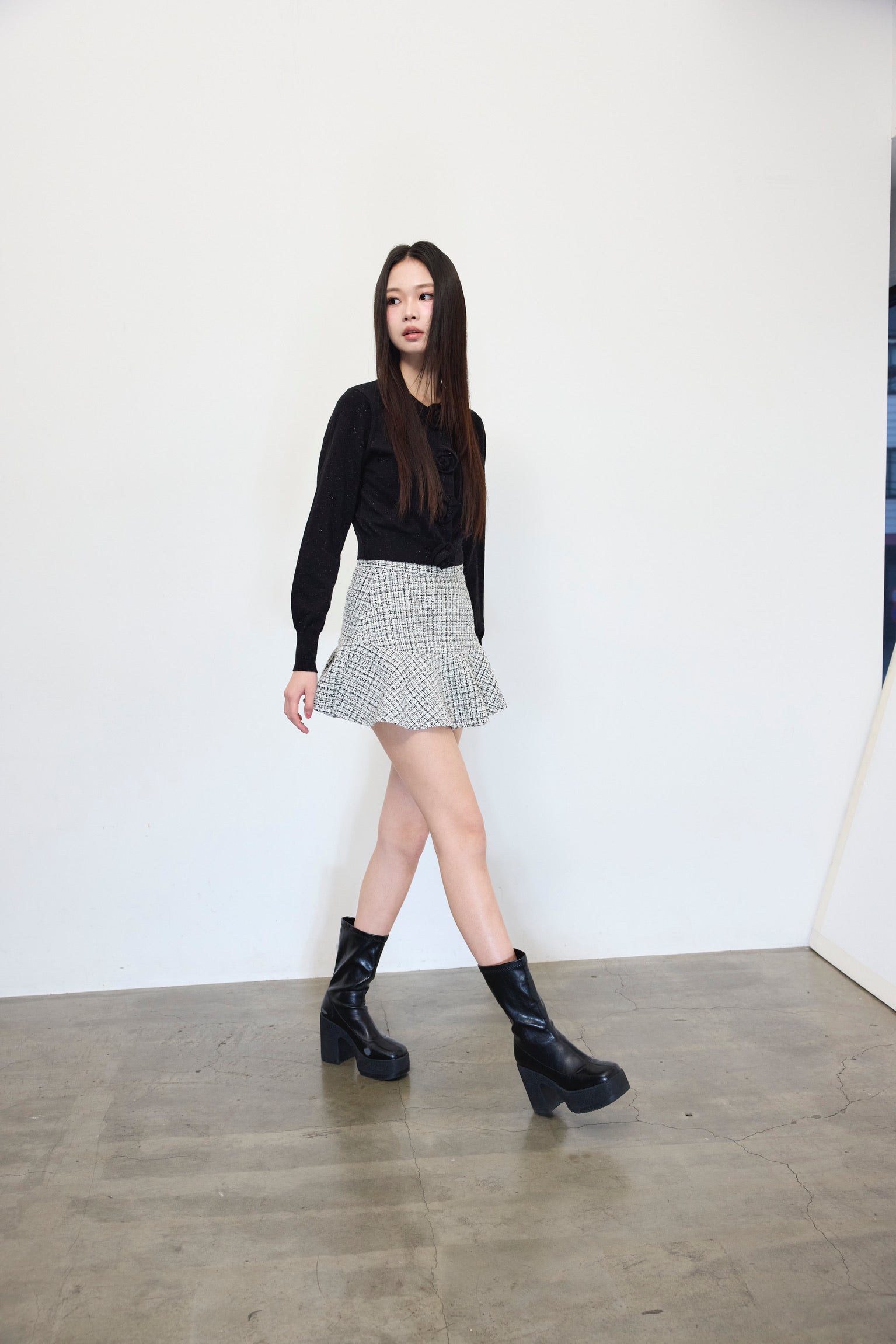 Elise Tweed Flare Mini Skirt