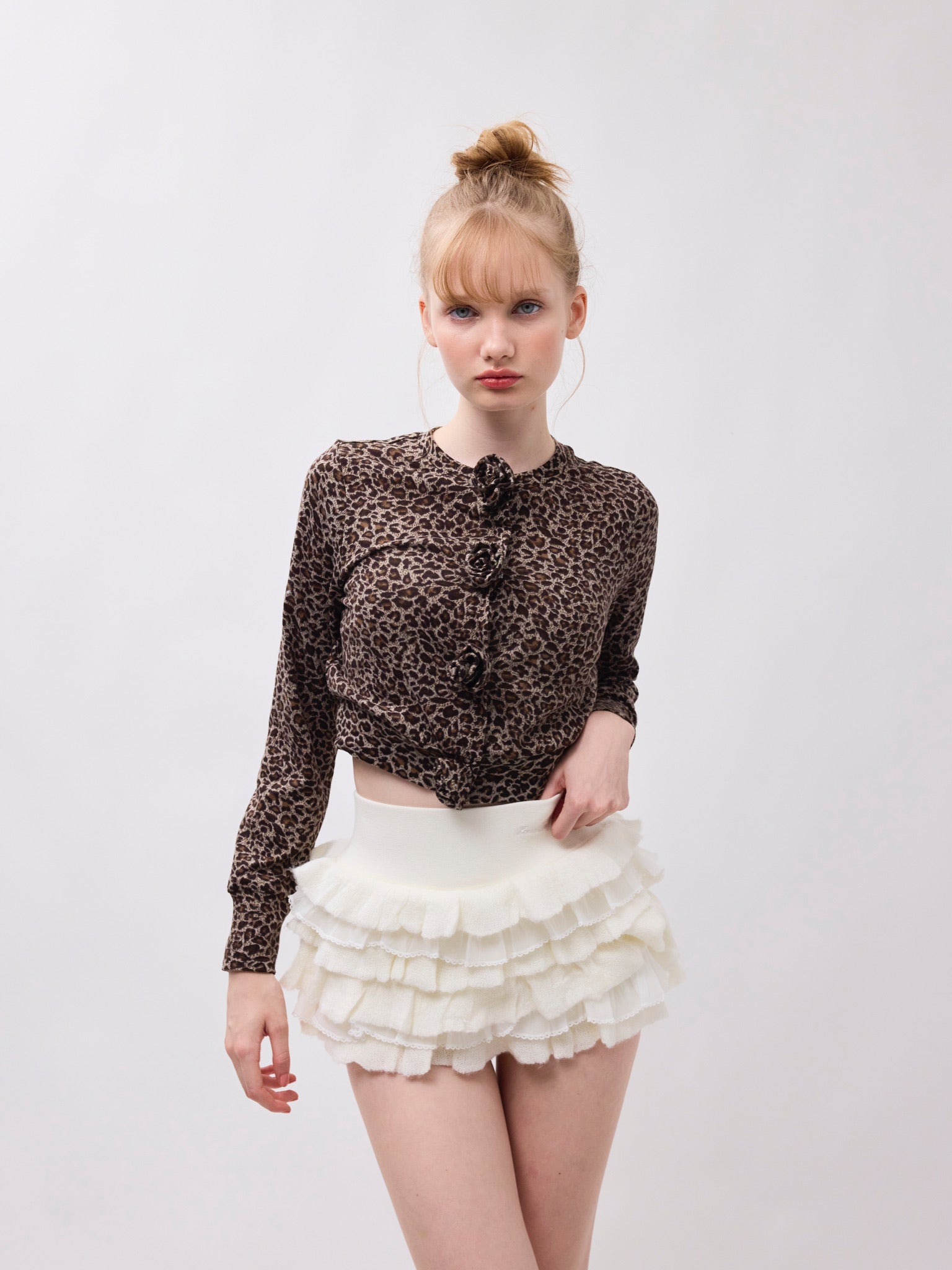 frill mini knit skirt