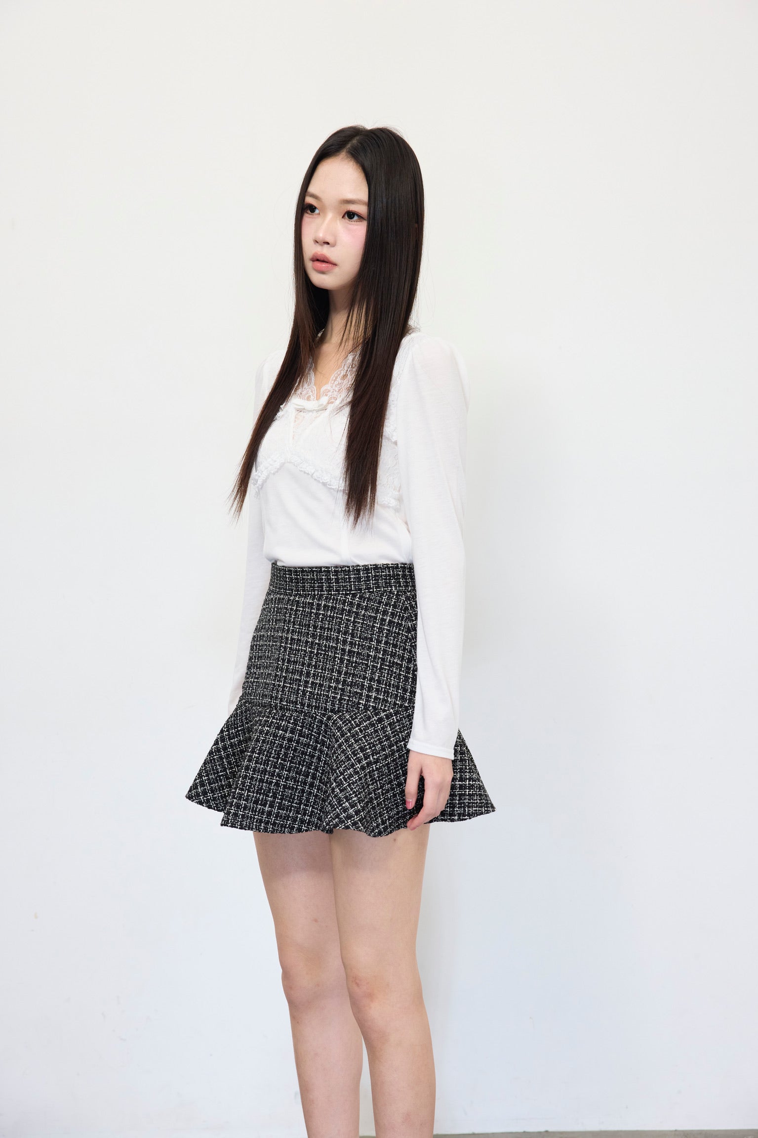 Elise Tweed Flare Mini Skirt