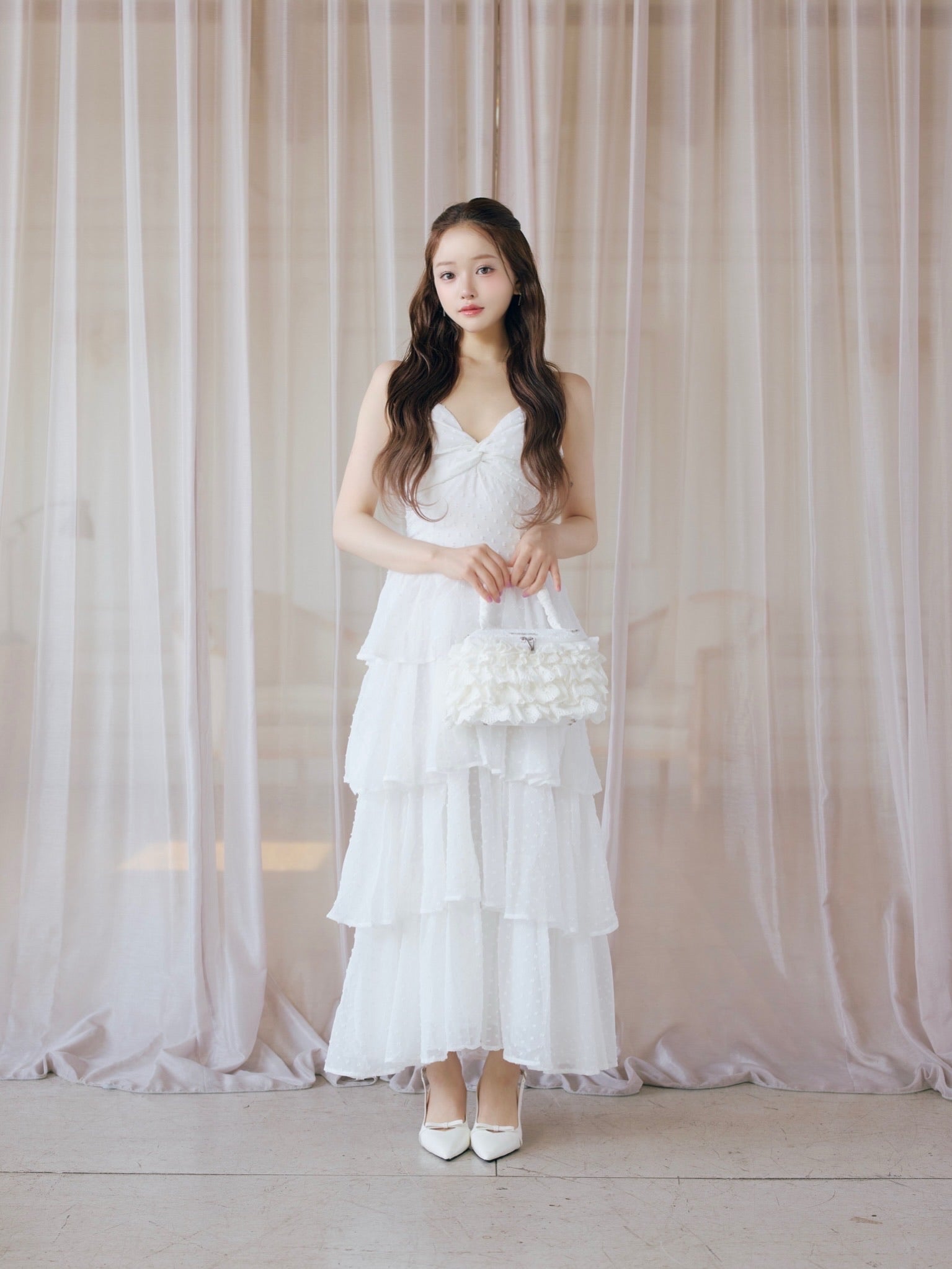 frill tiered cami long dress
