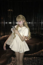Daisy puff sleeve tweed tops