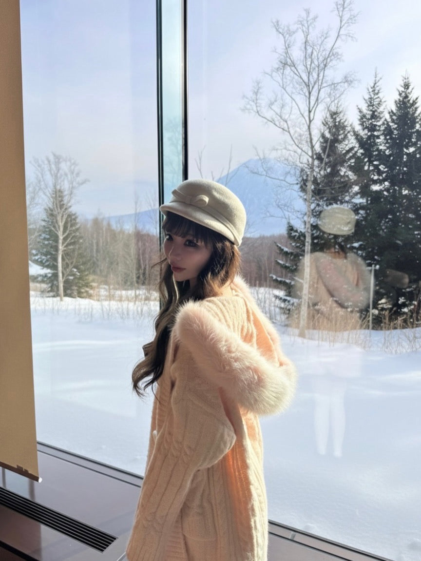 【予約販売】Bunny fur cable knit cardigan