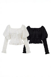 Front Ribbon Peony Puff Top