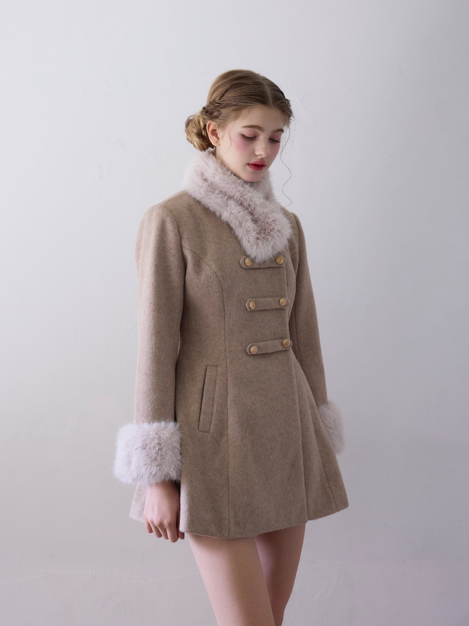 予約商品　Muse fur flare coat（beige）