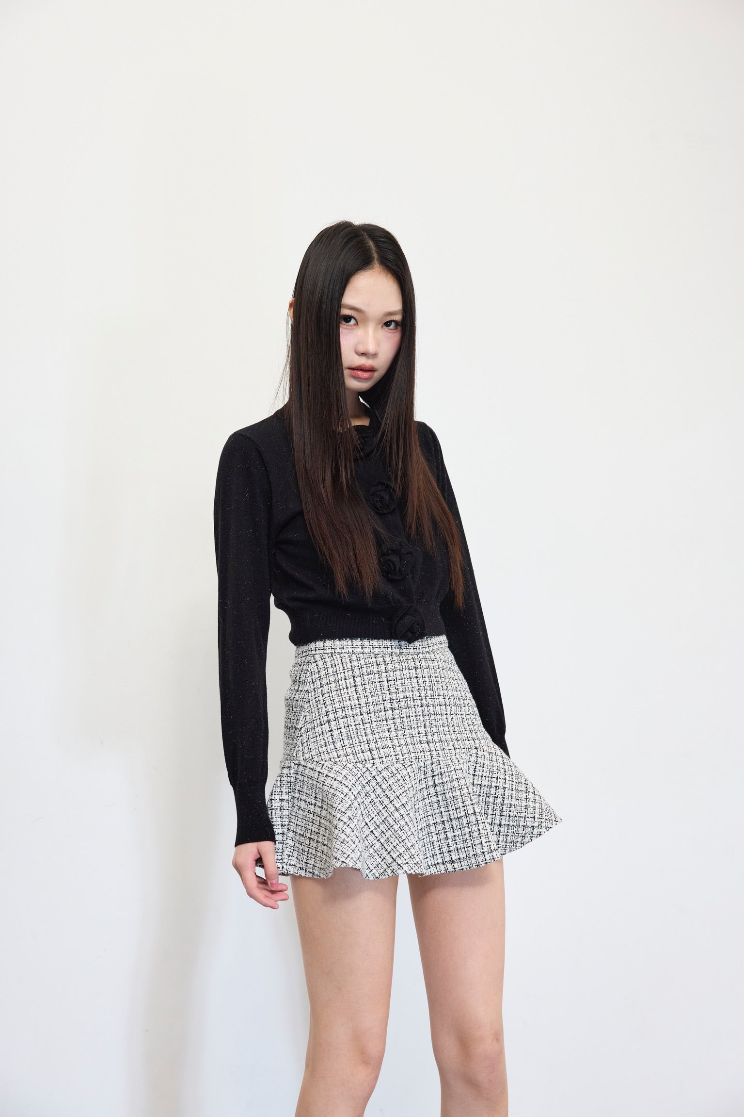 Elise Tweed Flare Mini Skirt