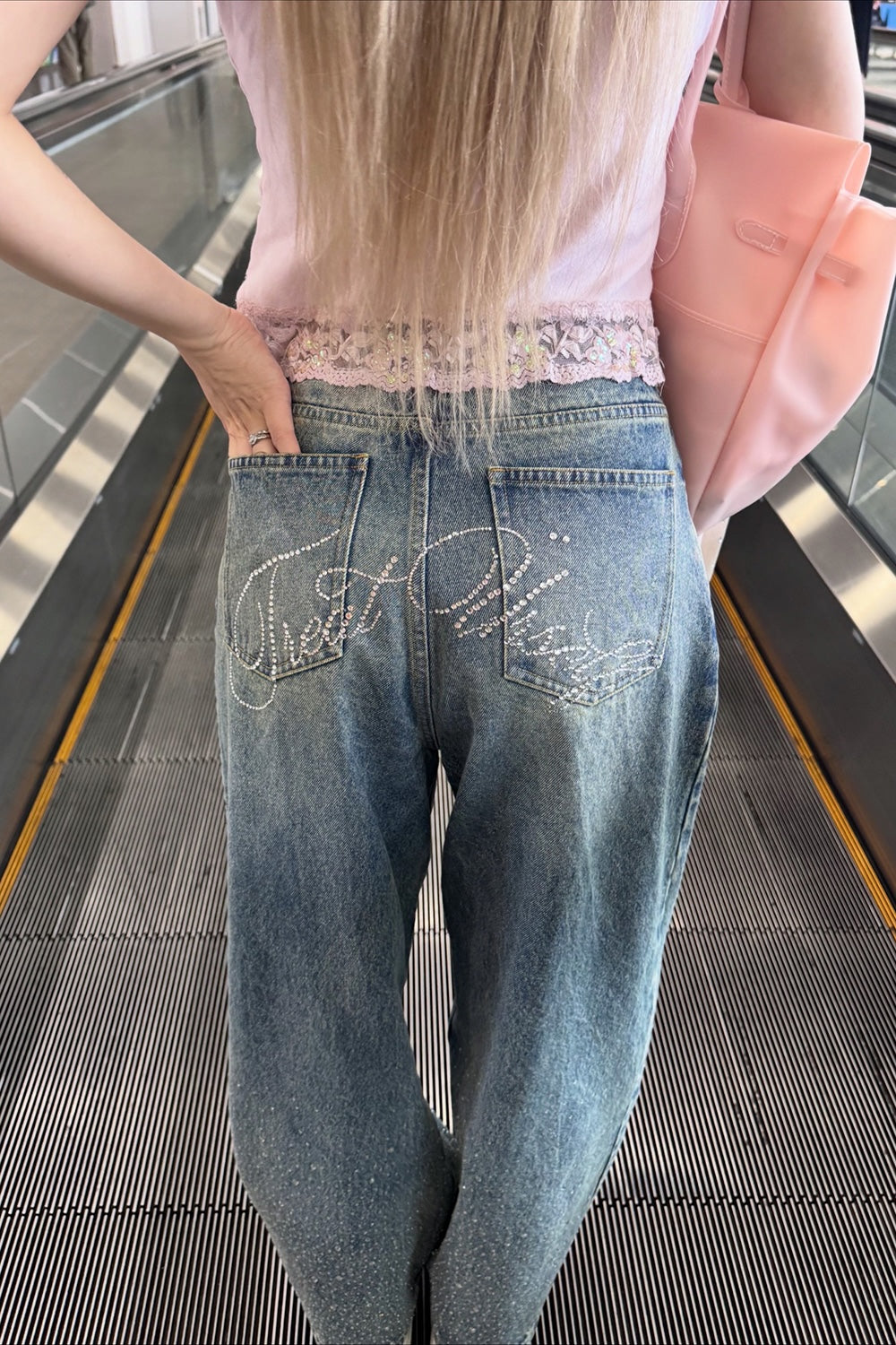 Treat Ürself Crystal bijou denim