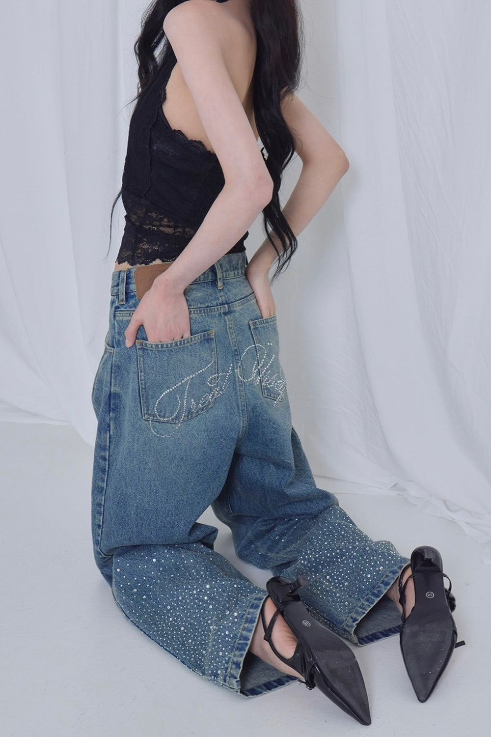 Treat Ürself Crystal bijou denim
