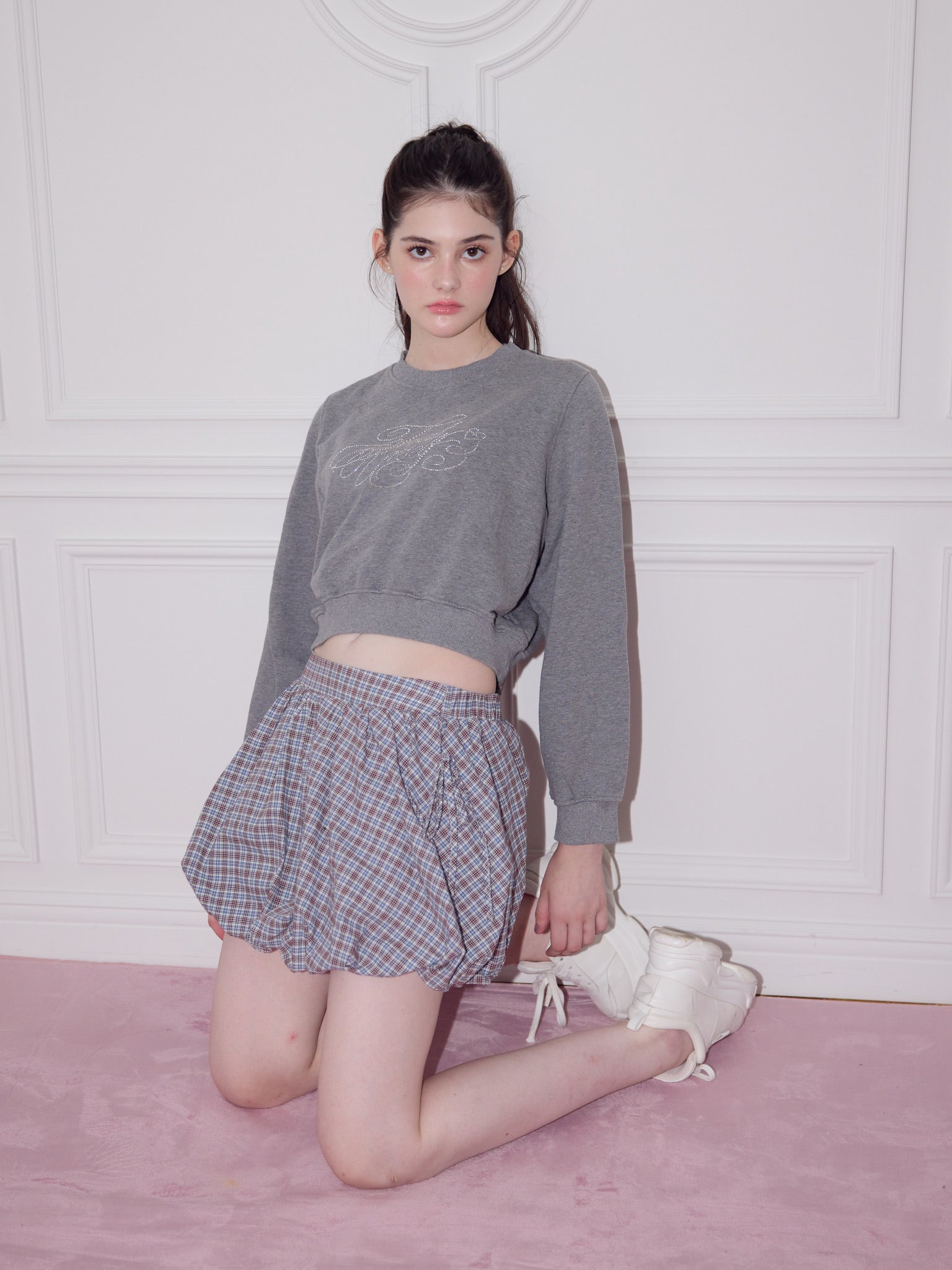 Lace cuffs check shirts