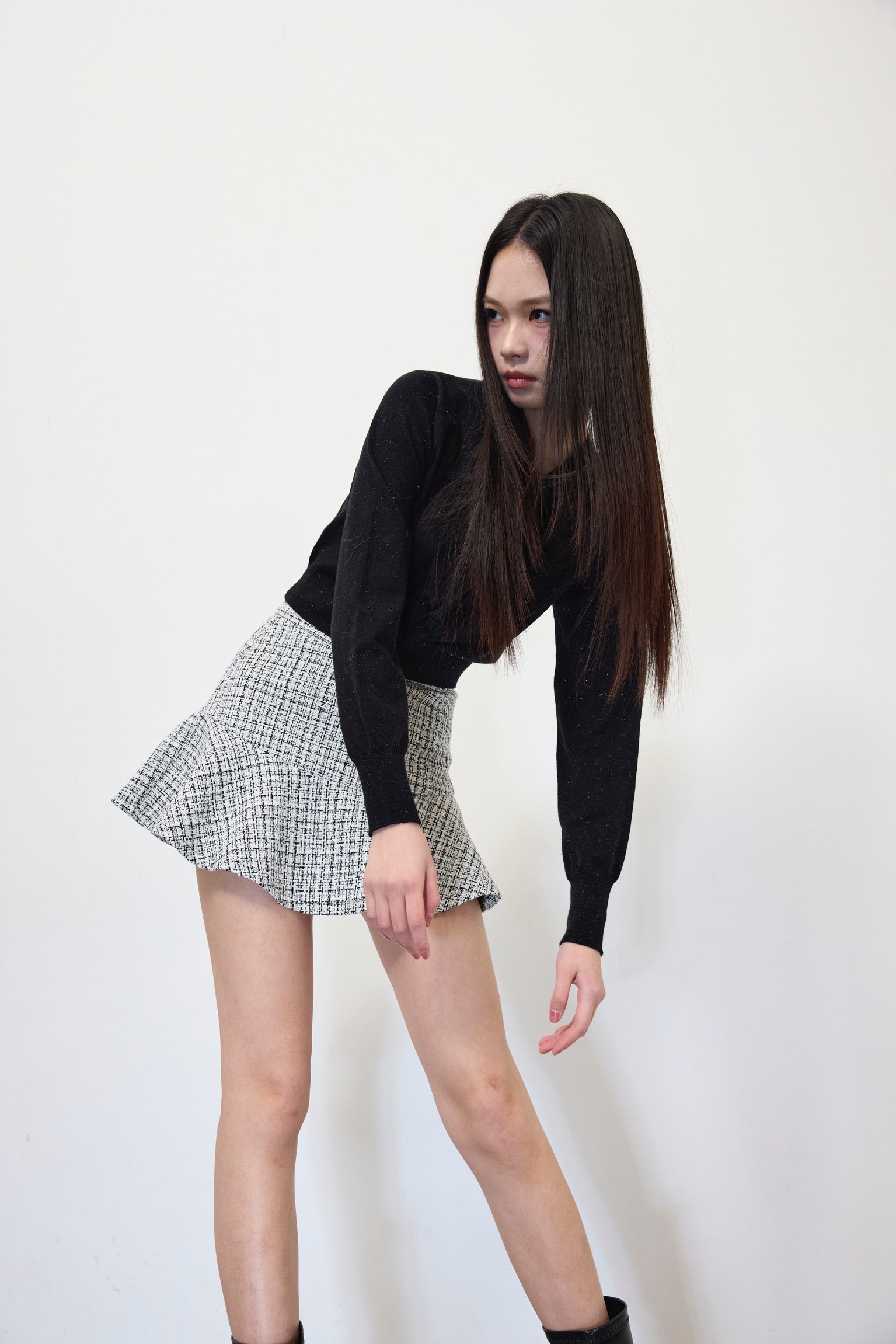 Elise Tweed Flare Mini Skirt