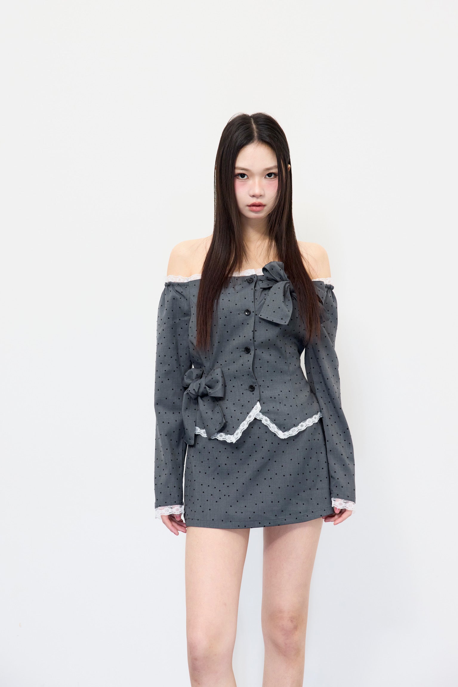 Juliet ribbon dot mini skirt