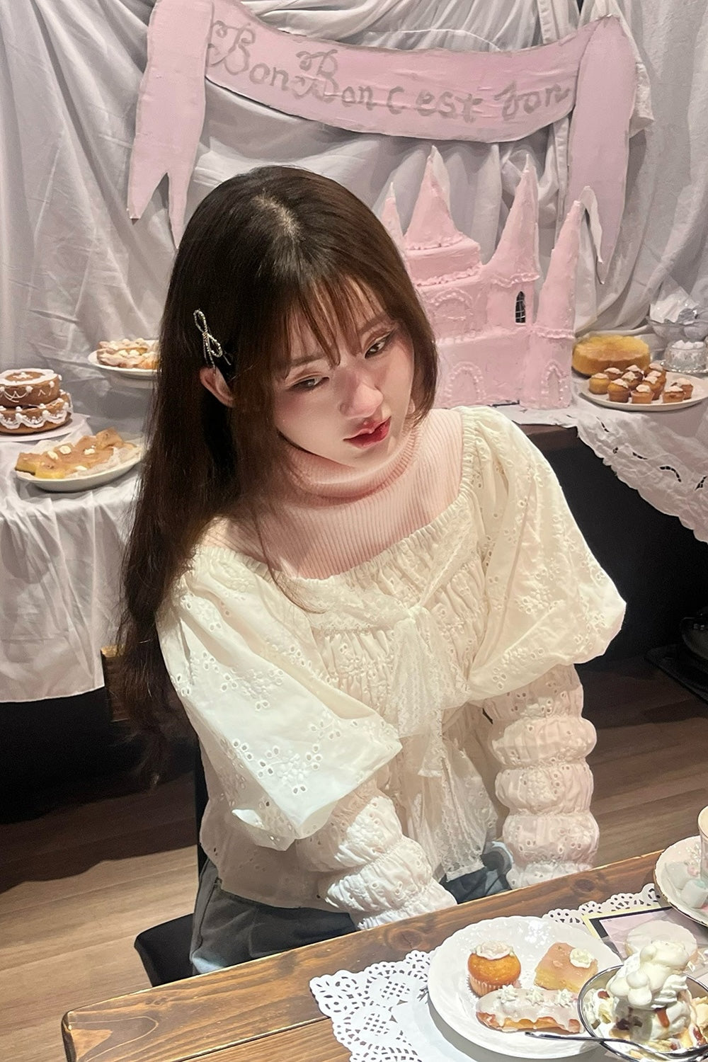 Front Ribbon Peony Puff Top