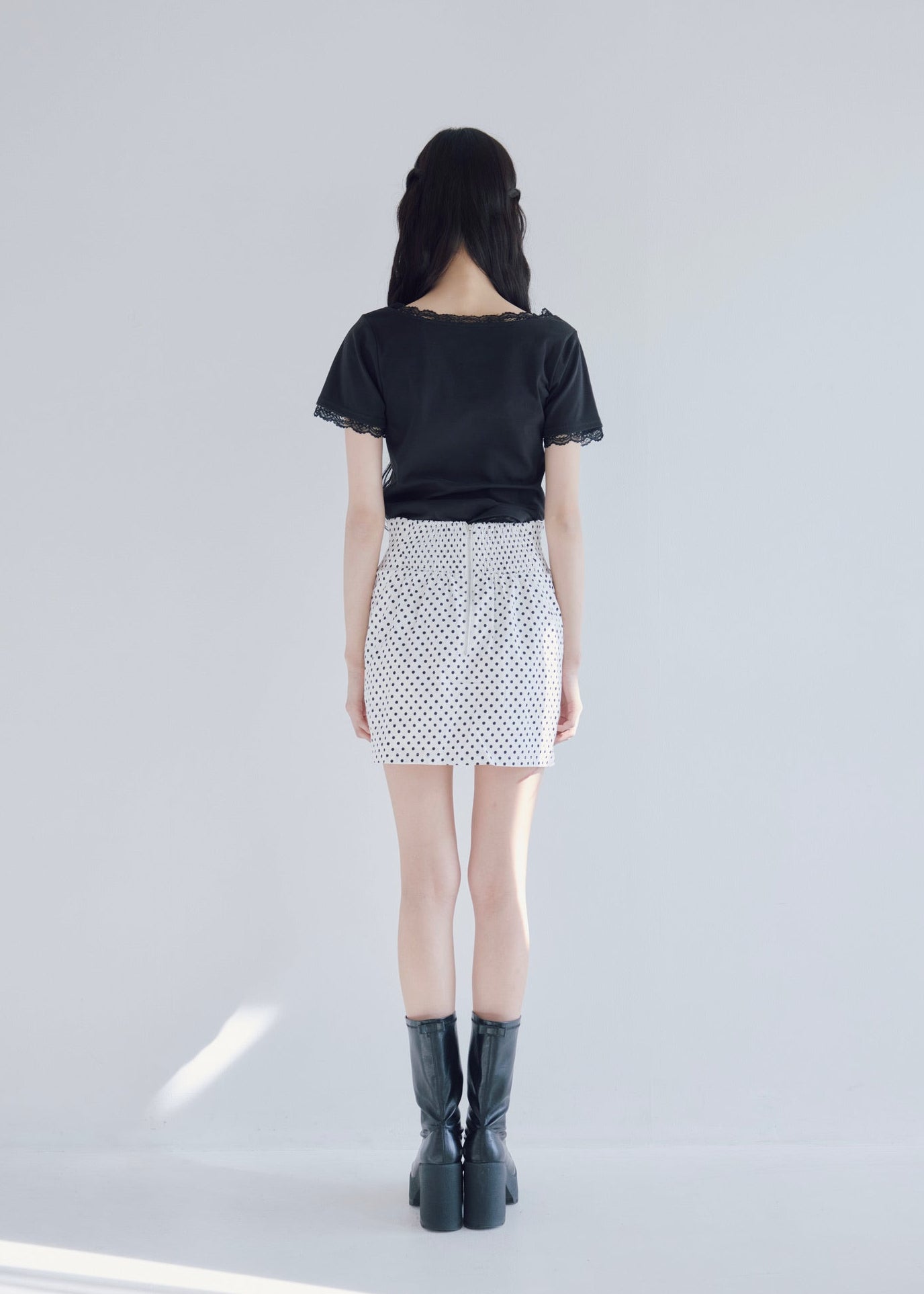 highwaist dot ribbon skirt