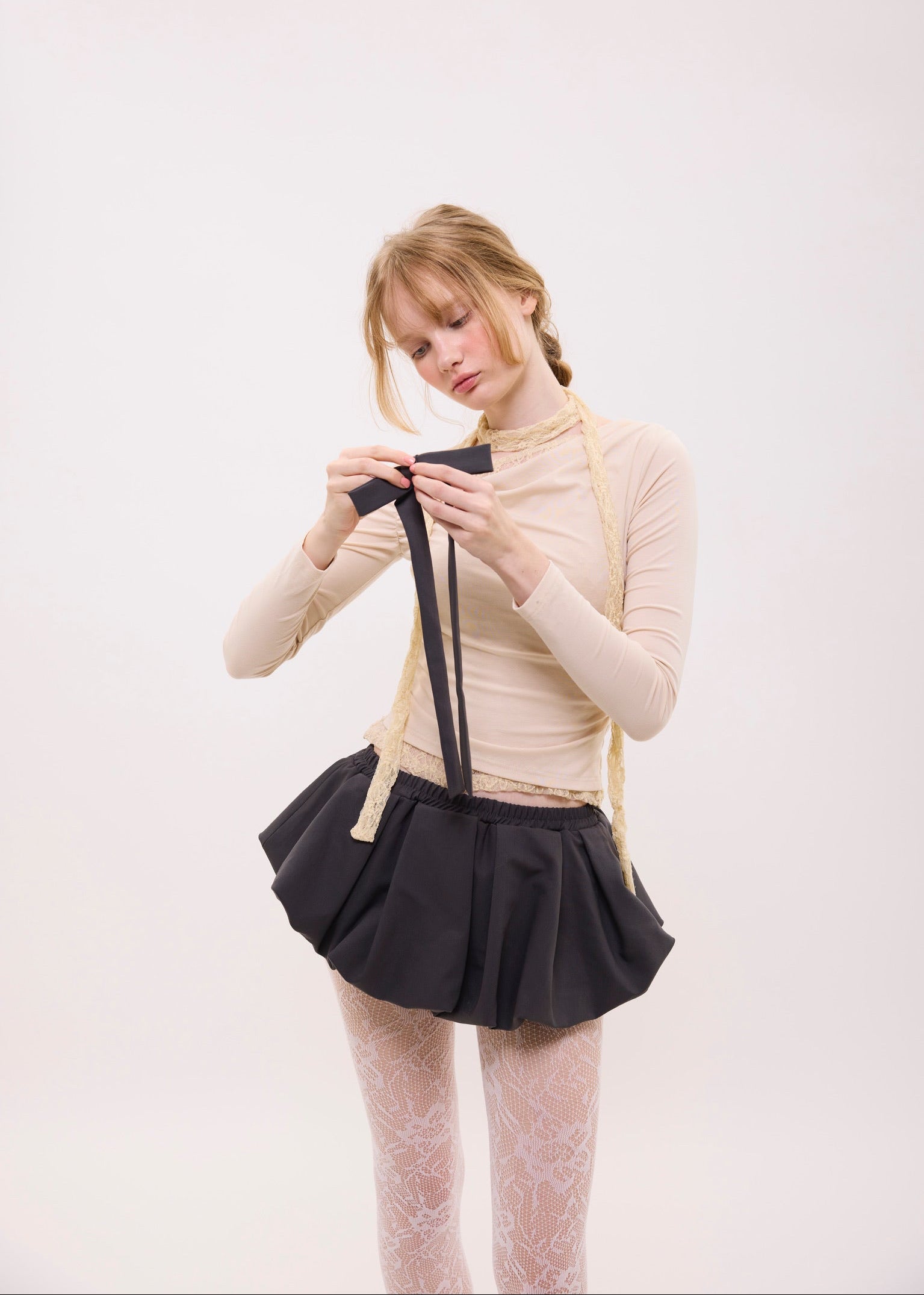 Treat ürself balloon skirt (gray) ribbon ballon mini skirt – Treat Ürself