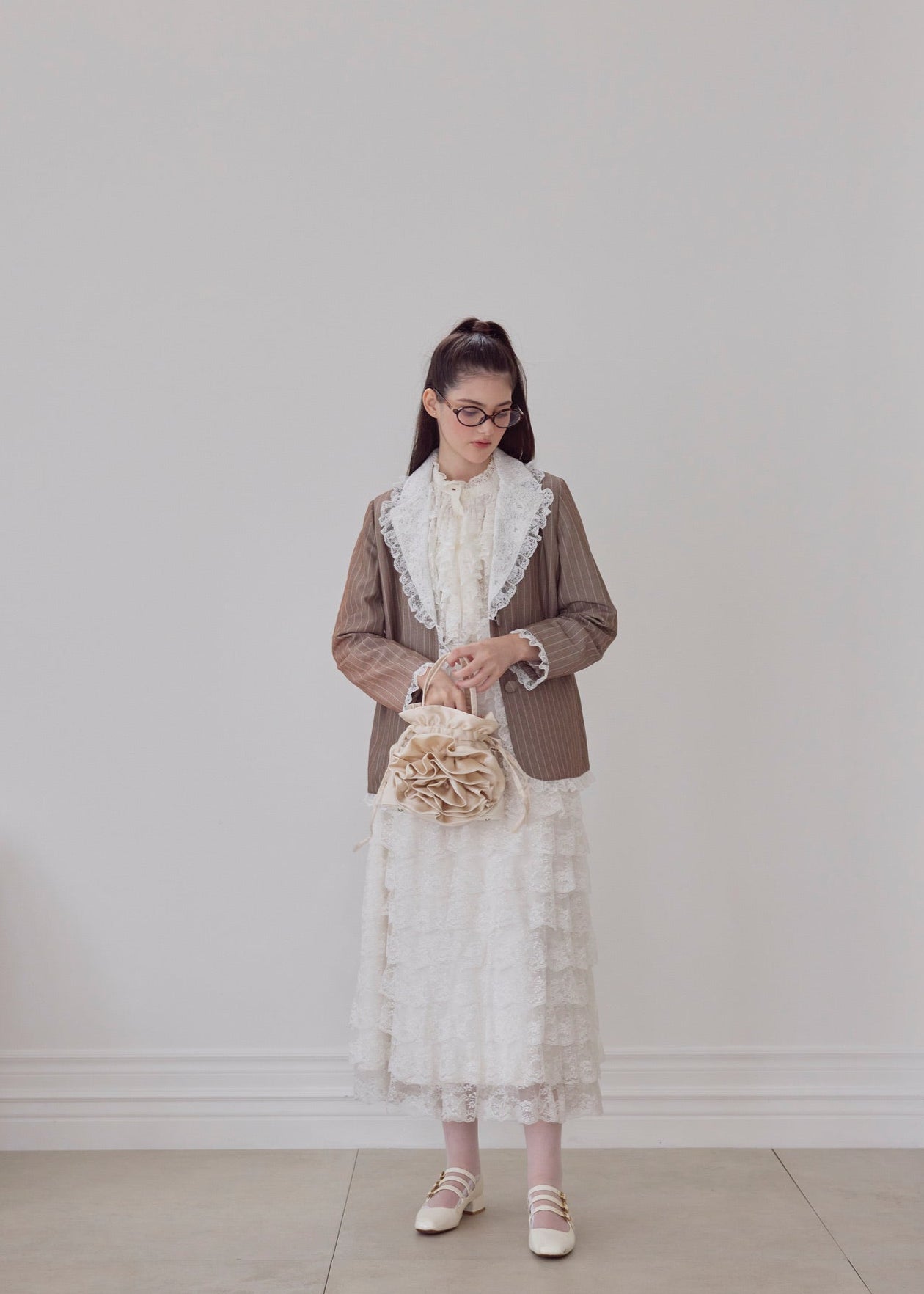 classical flower lace blouse
