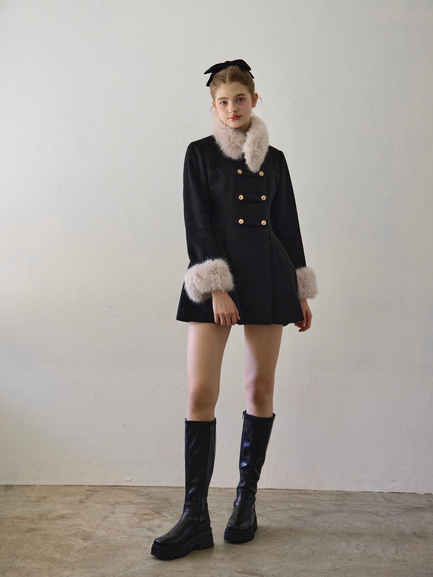 Treat Ürself Muse fur flare coat（black） 即納 Muse fur flare coat（black） – Treat Ürself