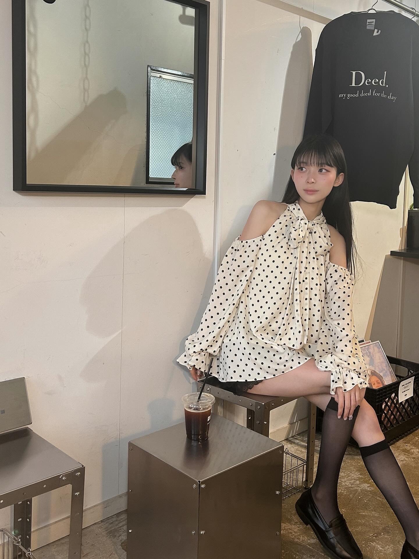 Sophie Dot Ribbon Tunic Blouse