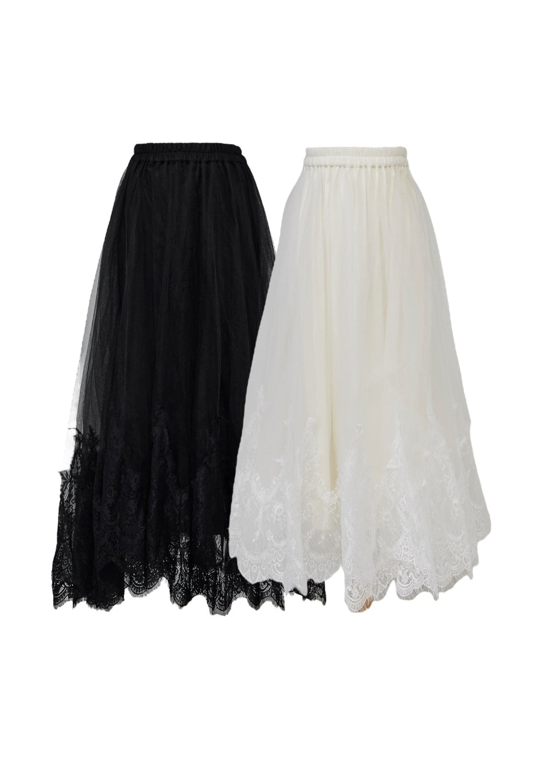 スカート Clara Tulle Lace Long Skirt white Clara Tulle Lace Long Skirt – Treat Ürself
