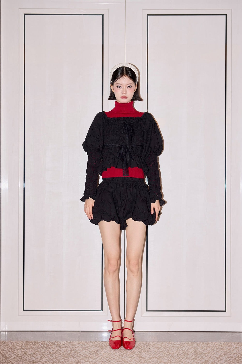 Front Ribbon Peony Puff Top