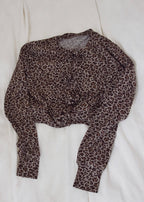 Leopard Rose flower motif knit cardigan
