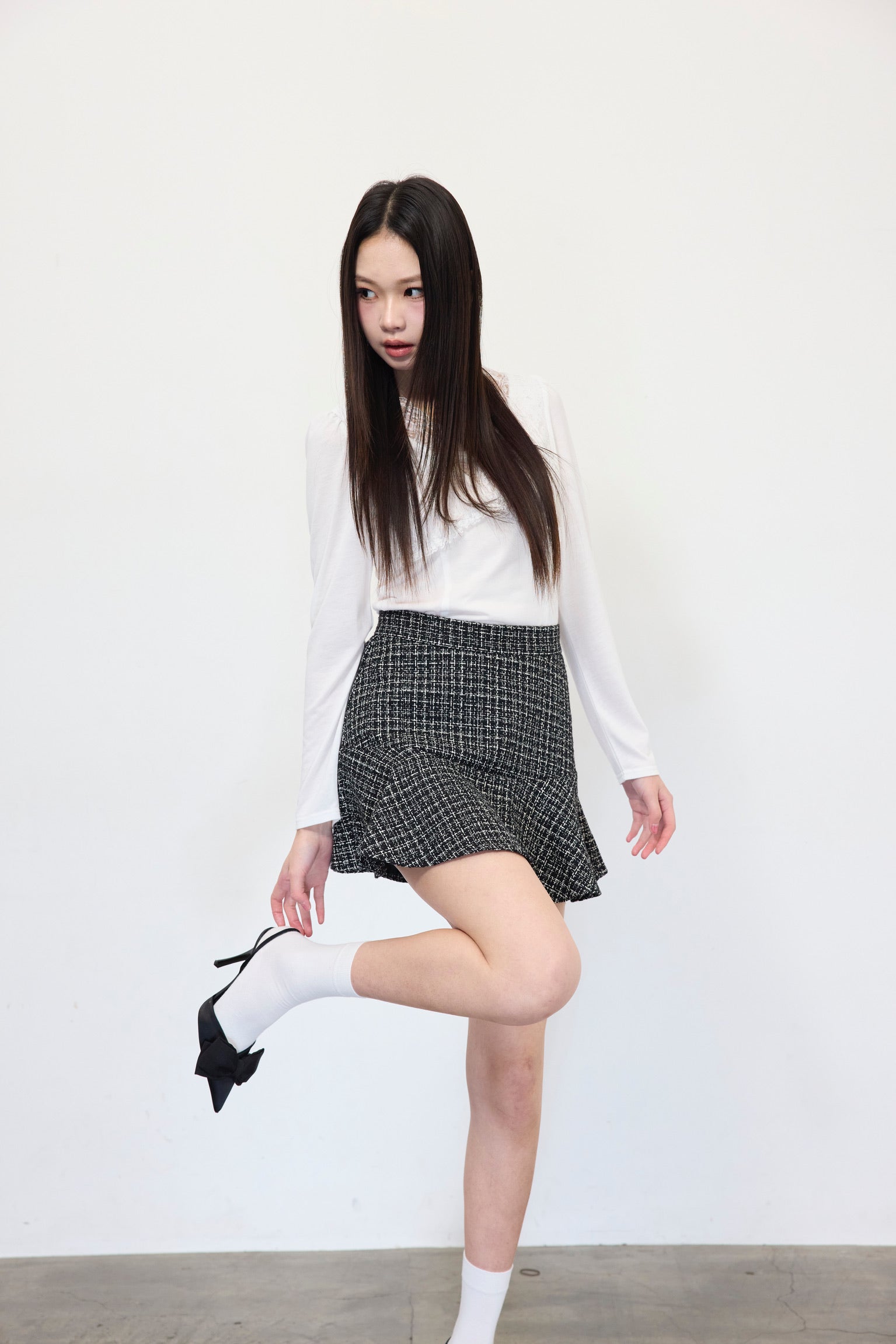 Elise Tweed Flare Mini Skirt