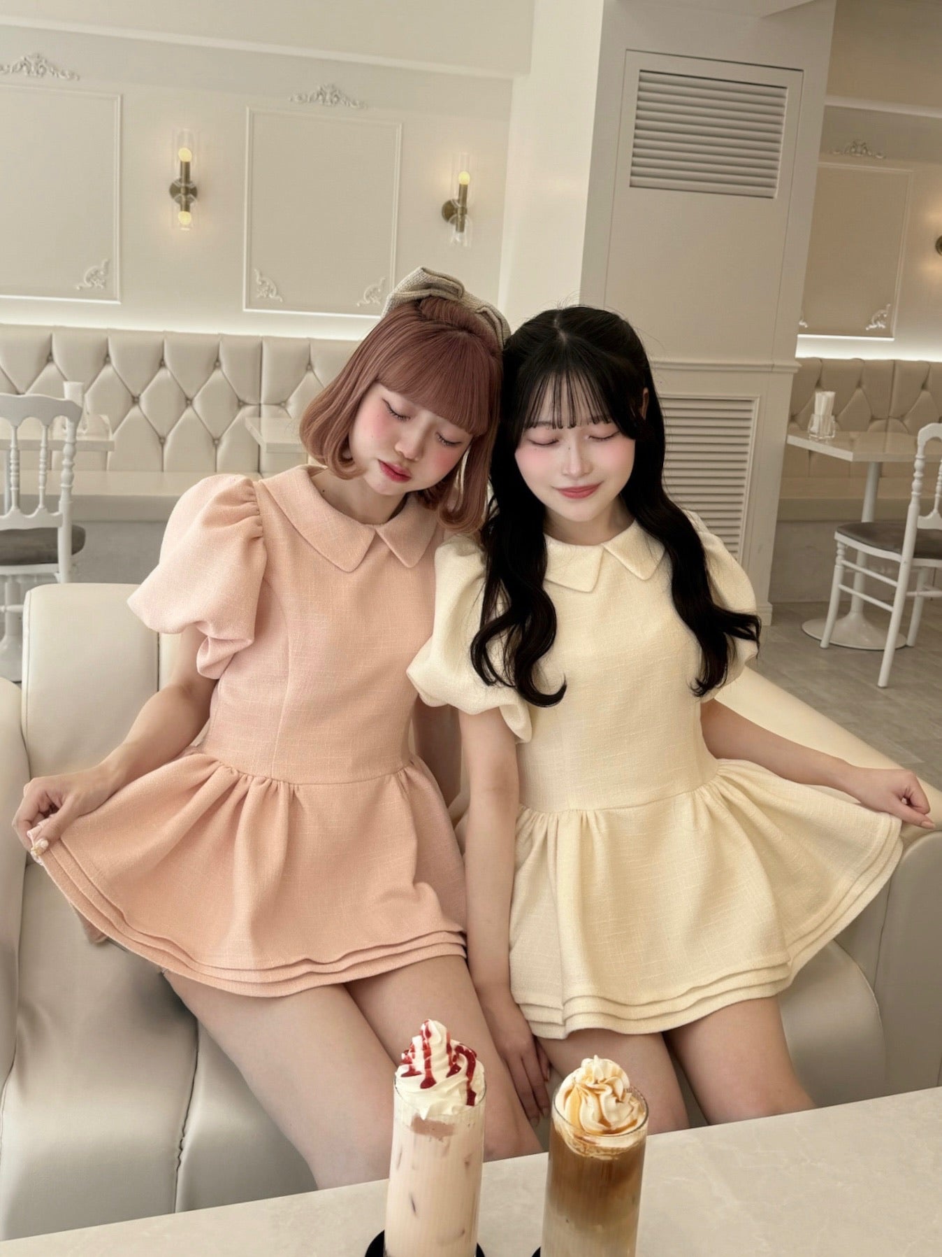 Daisy puff sleeve tweed tops