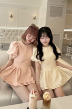 Daisy puff sleeve tweed tops