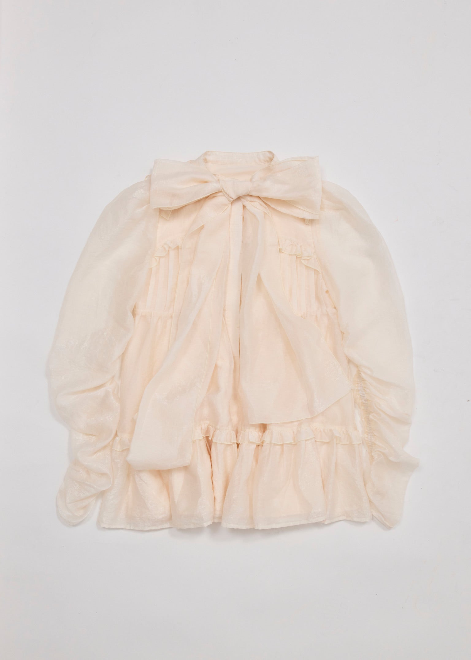 Sheer ribbon frill one-piece