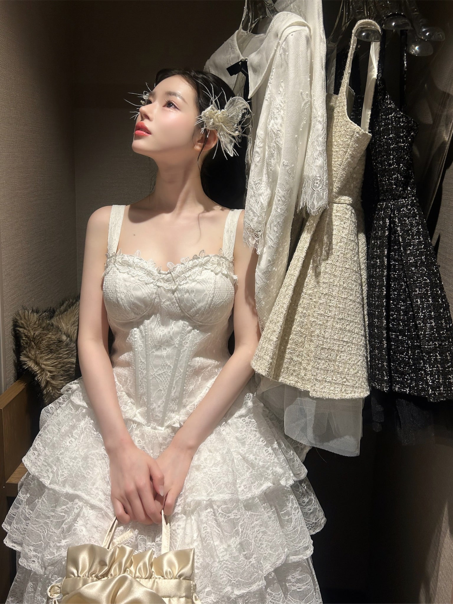 lace corset long dress