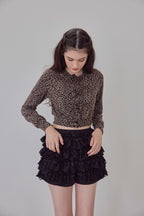 Leopard Rose flower motif knit cardigan