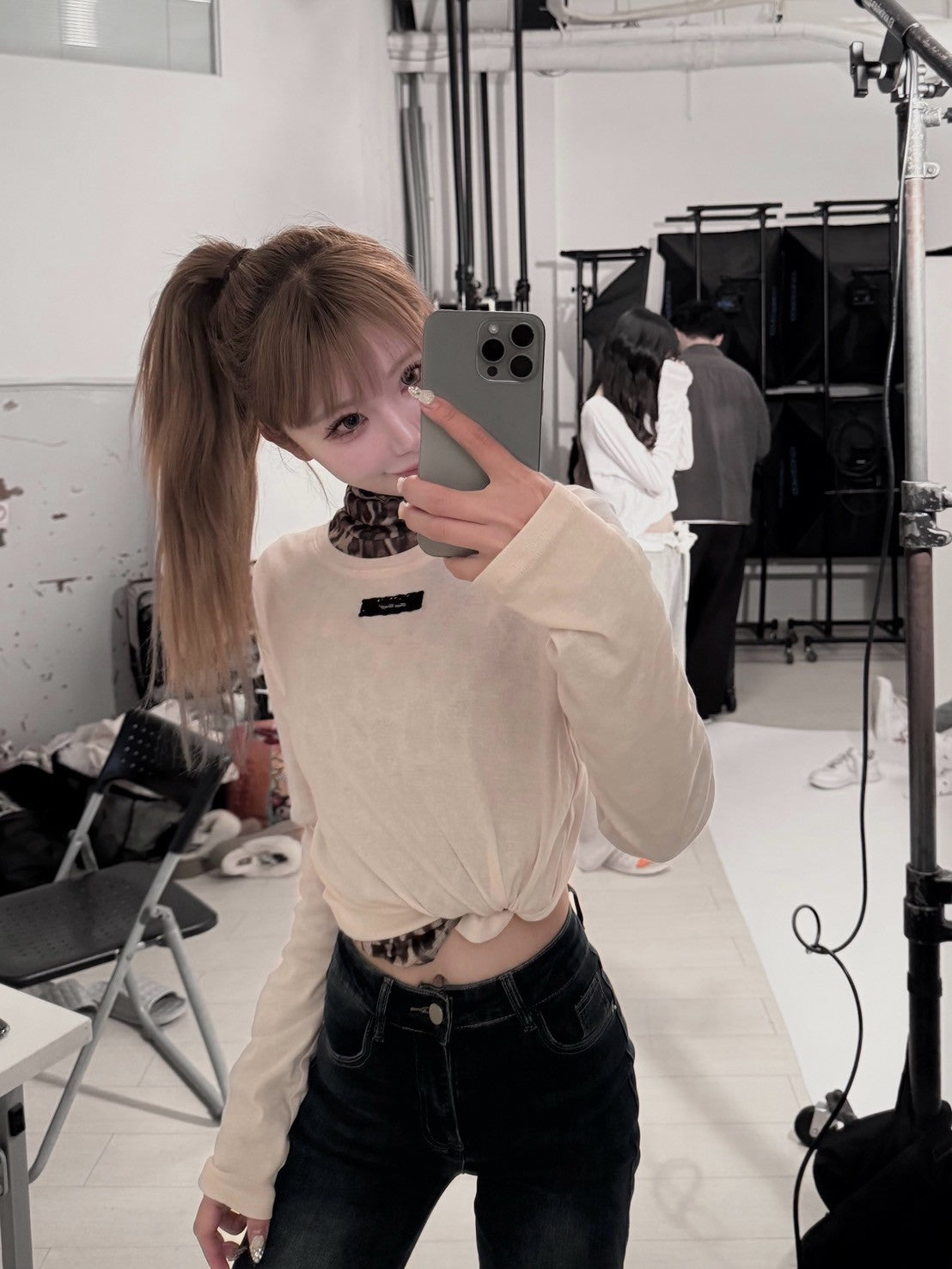 lace tag long sleeve T-shirts