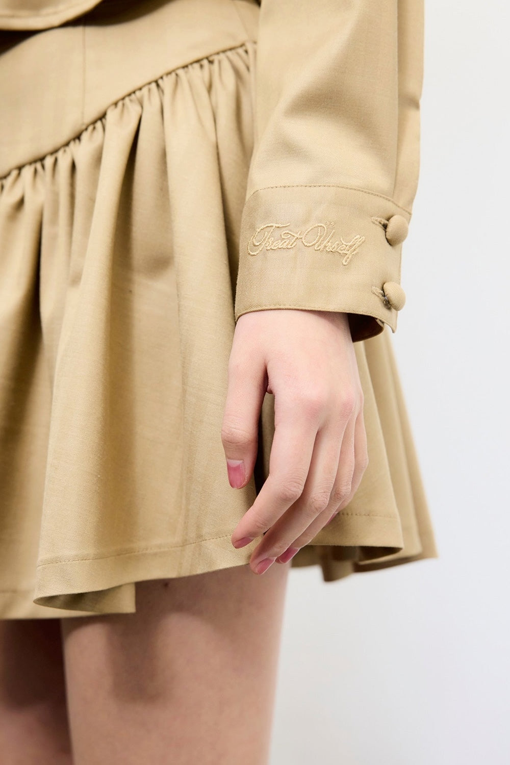 Gather flare mini skirt