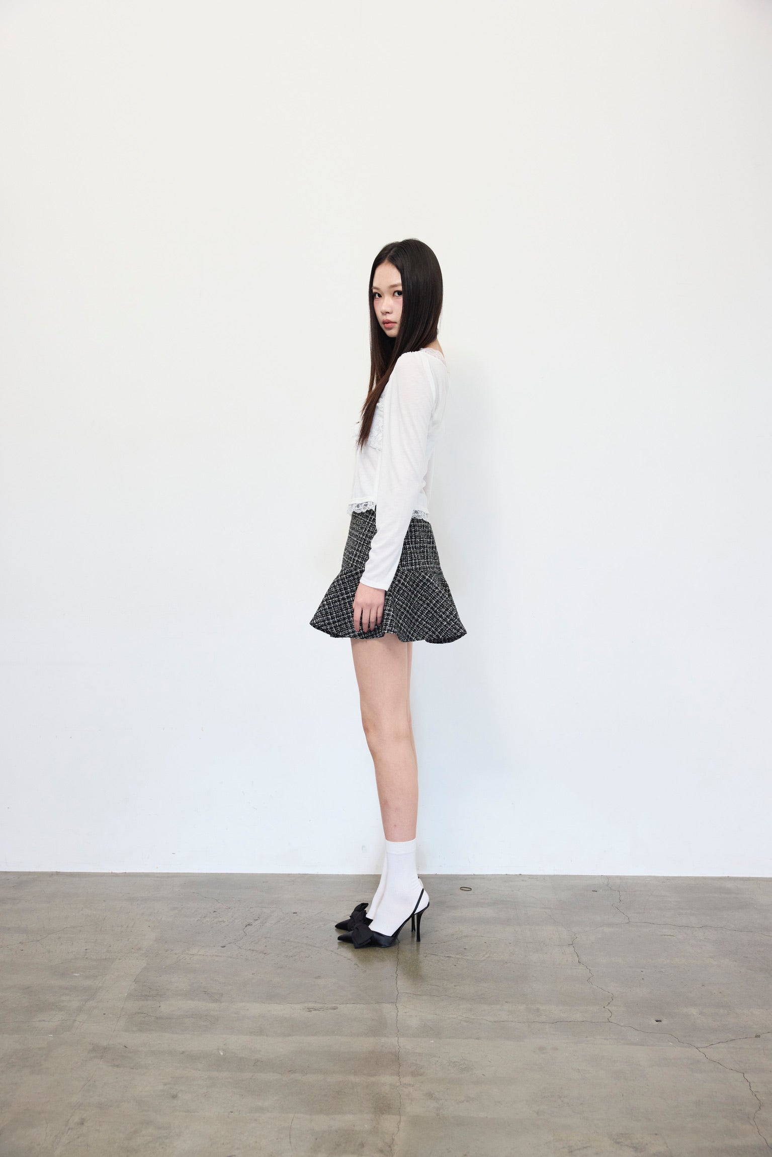 Elise Tweed Flare Mini Skirt