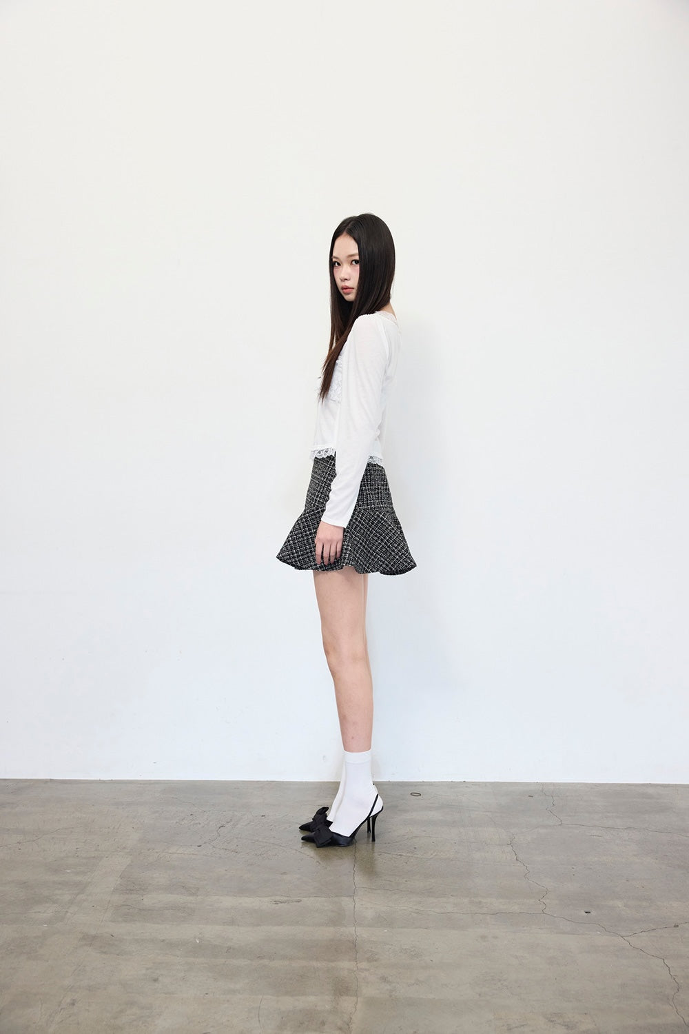 Elise Tweed Flare Mini Skirt