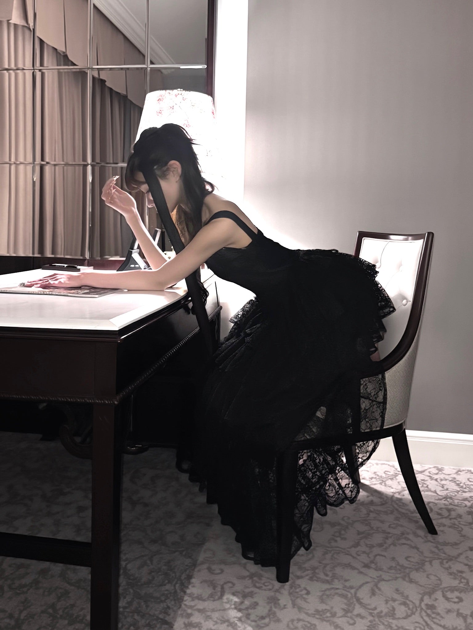 lace corset long dress