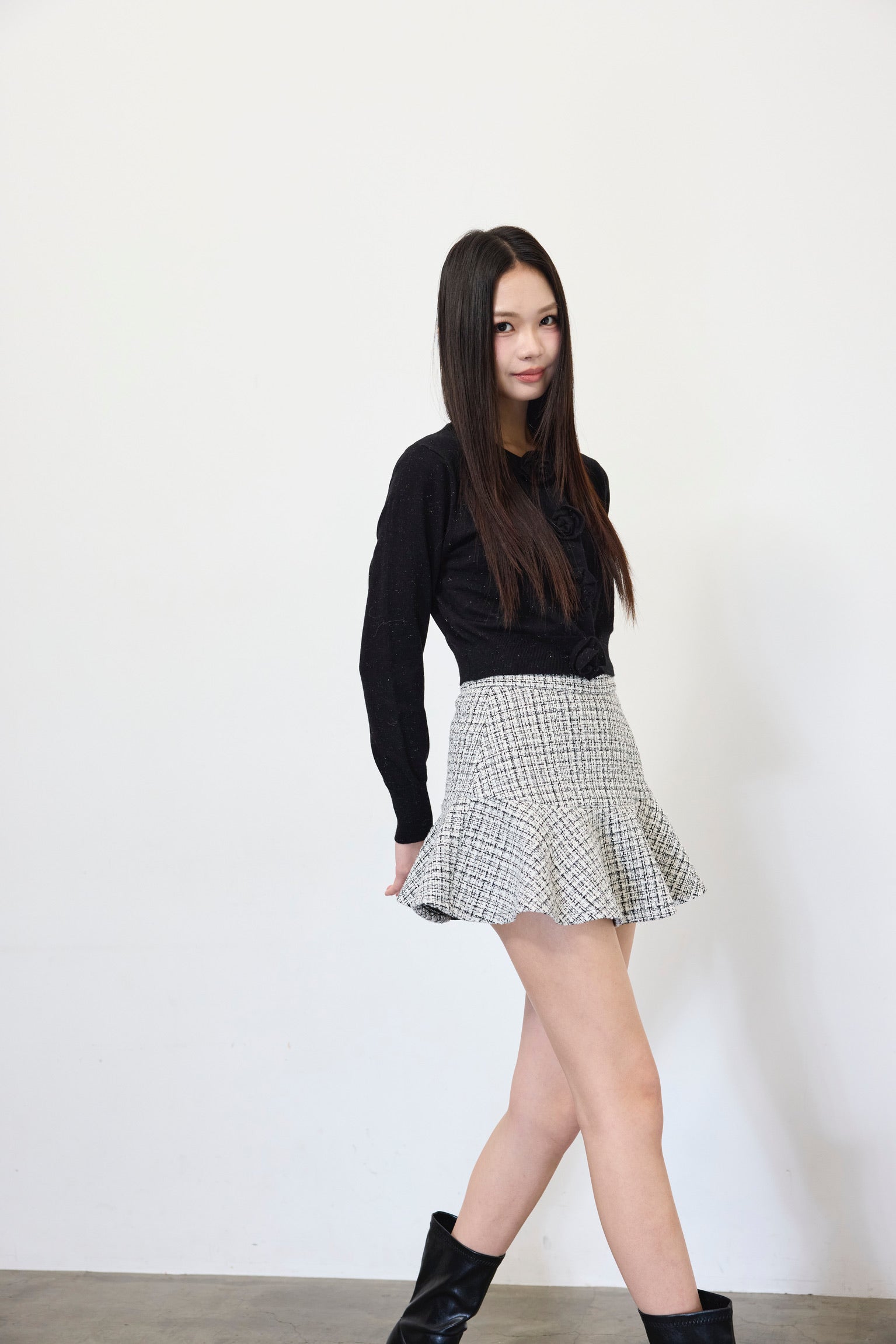 Elise Tweed Flare Mini Skirt