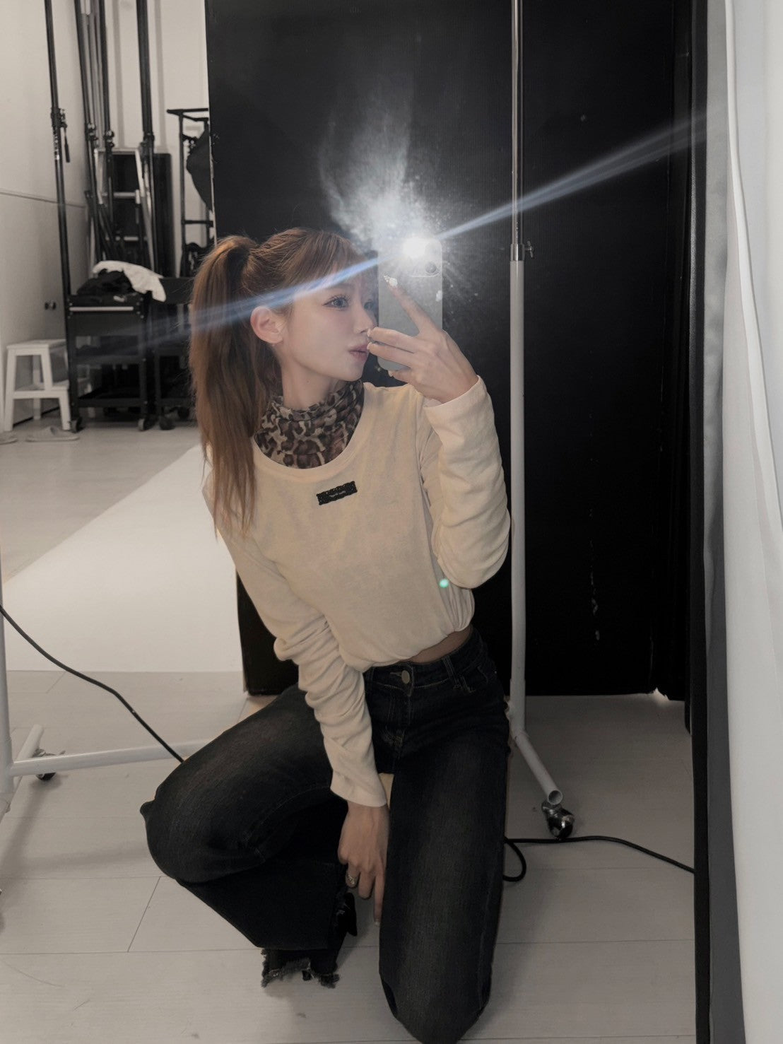 lace tag long sleeve T-shirts