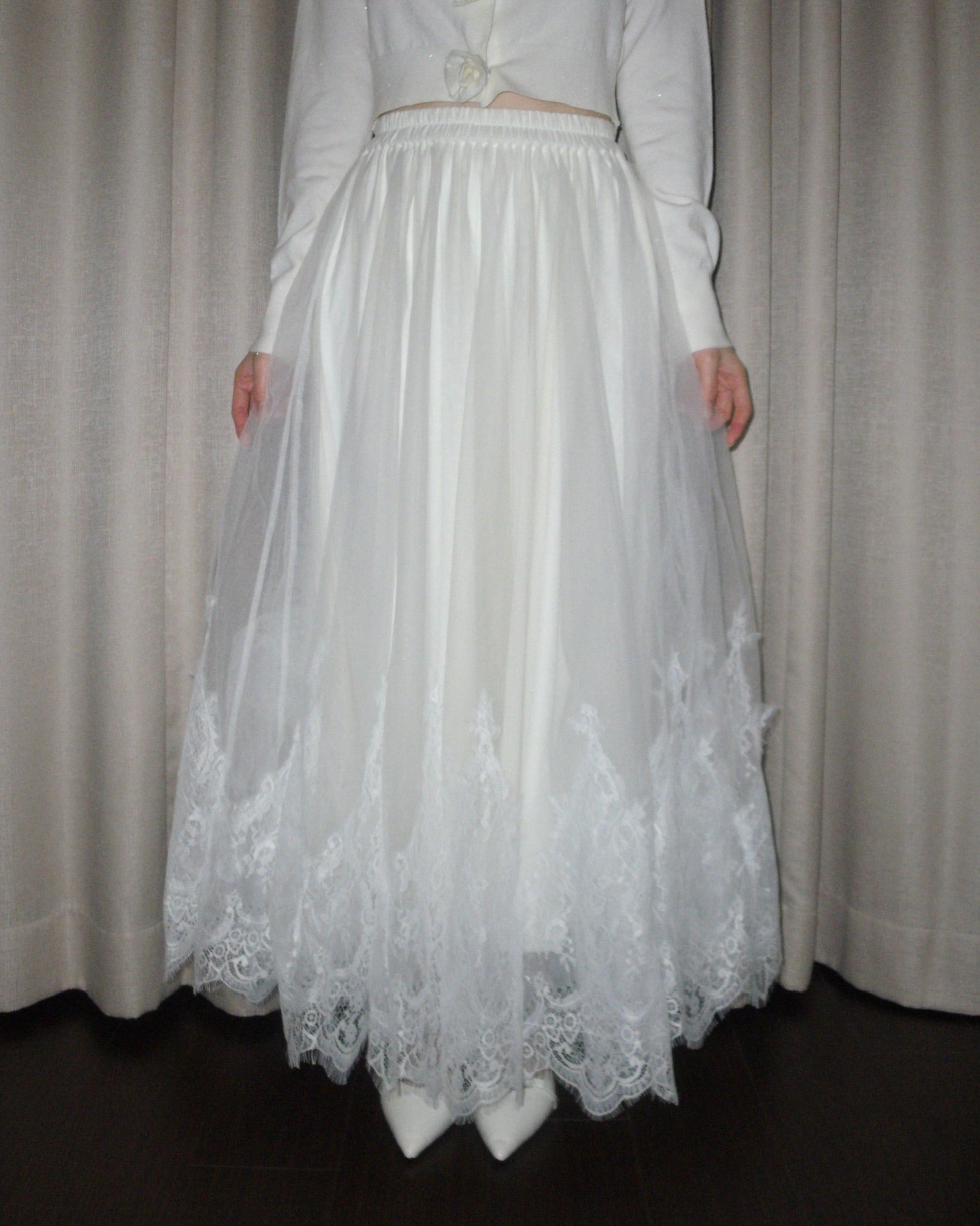 予約販売2月中旬〜下旬】Clara Tulle Lace Long Skirt – Treat Ürself