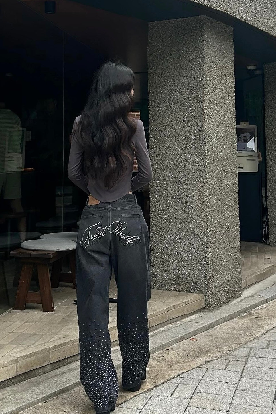 Treat Ürself Crystal bijou denim