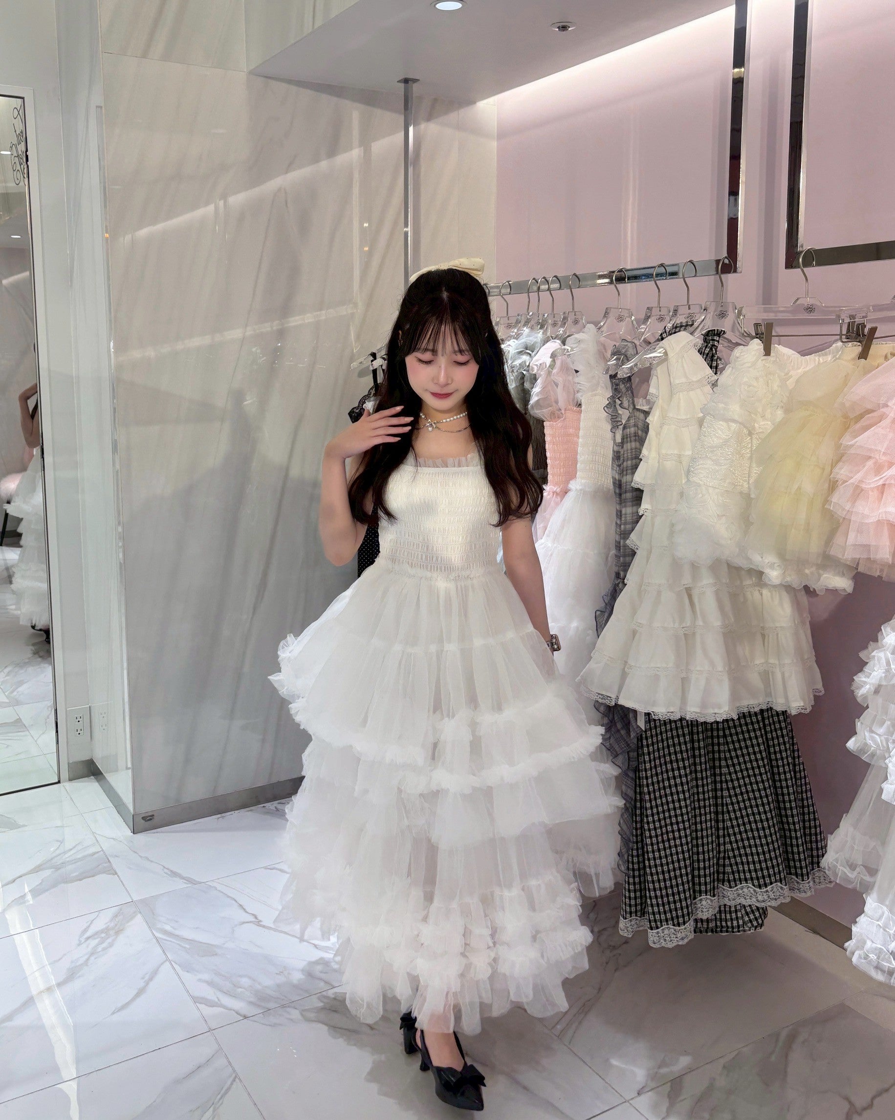 トリートユアセルフ Ballerina blooming tulle dress Ballerina” blooming tulle dress(white) – Treat Ürself
