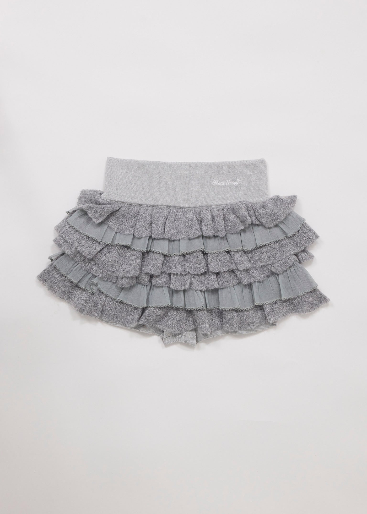 frill mini knit skirt