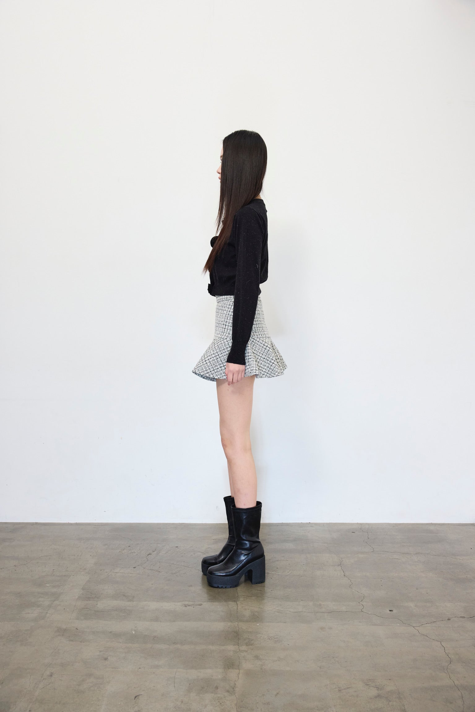 Elise Tweed Flare Mini Skirt