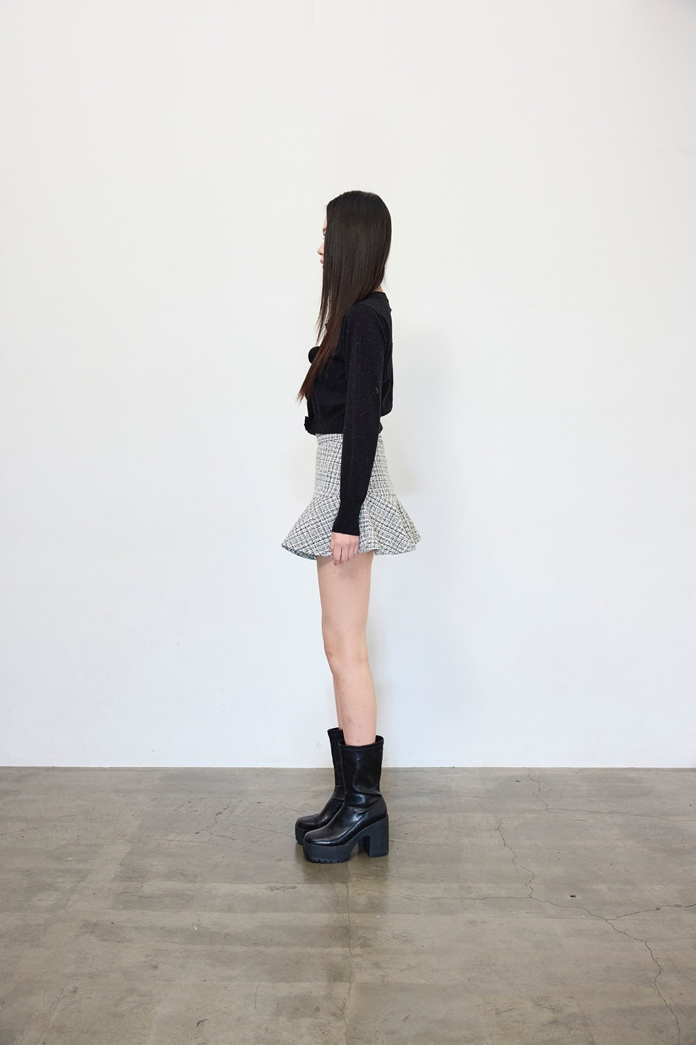 Elise Tweed Flare Mini Skirt