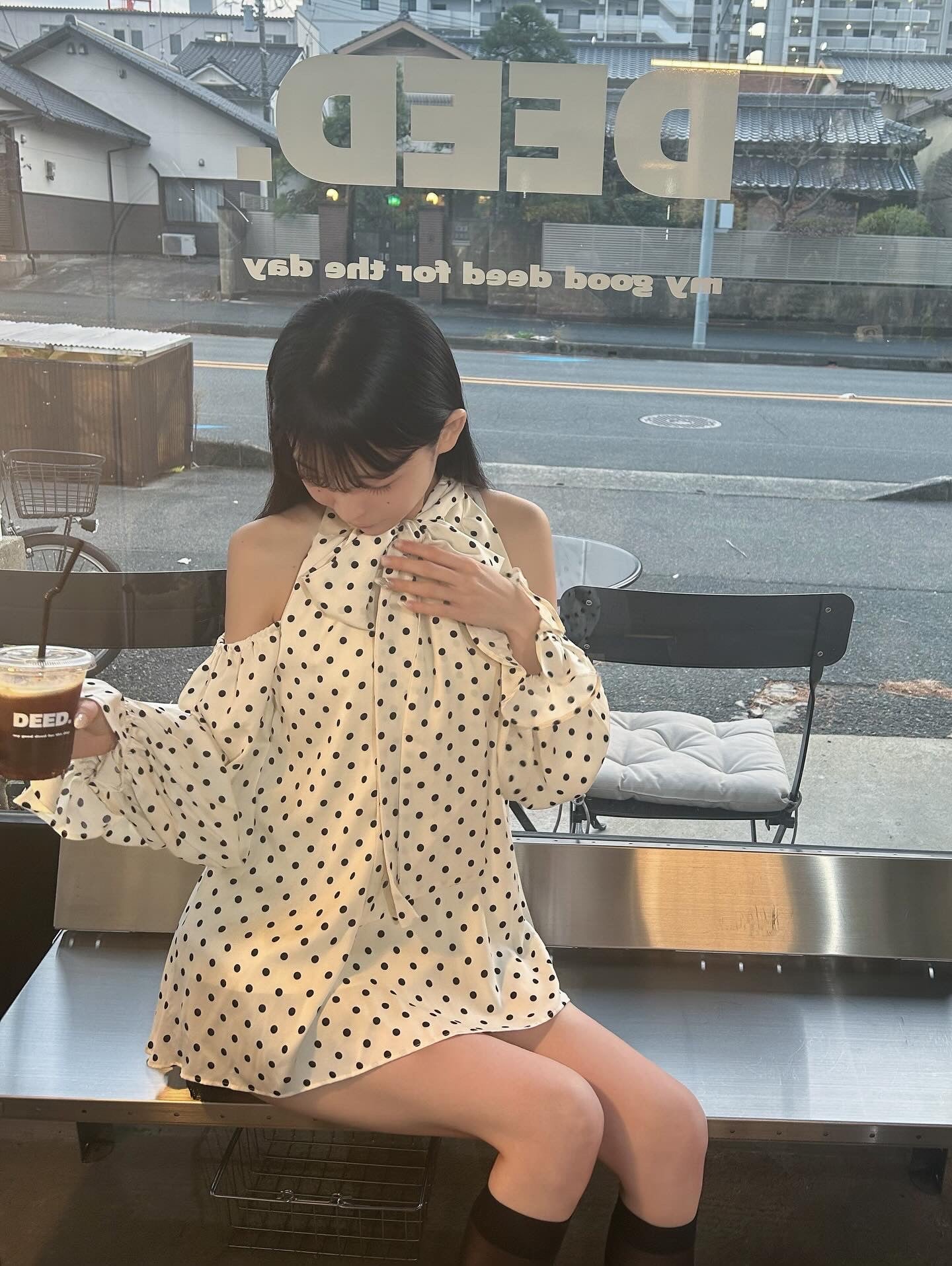 Sophie Dot Ribbon Tunic Blouse