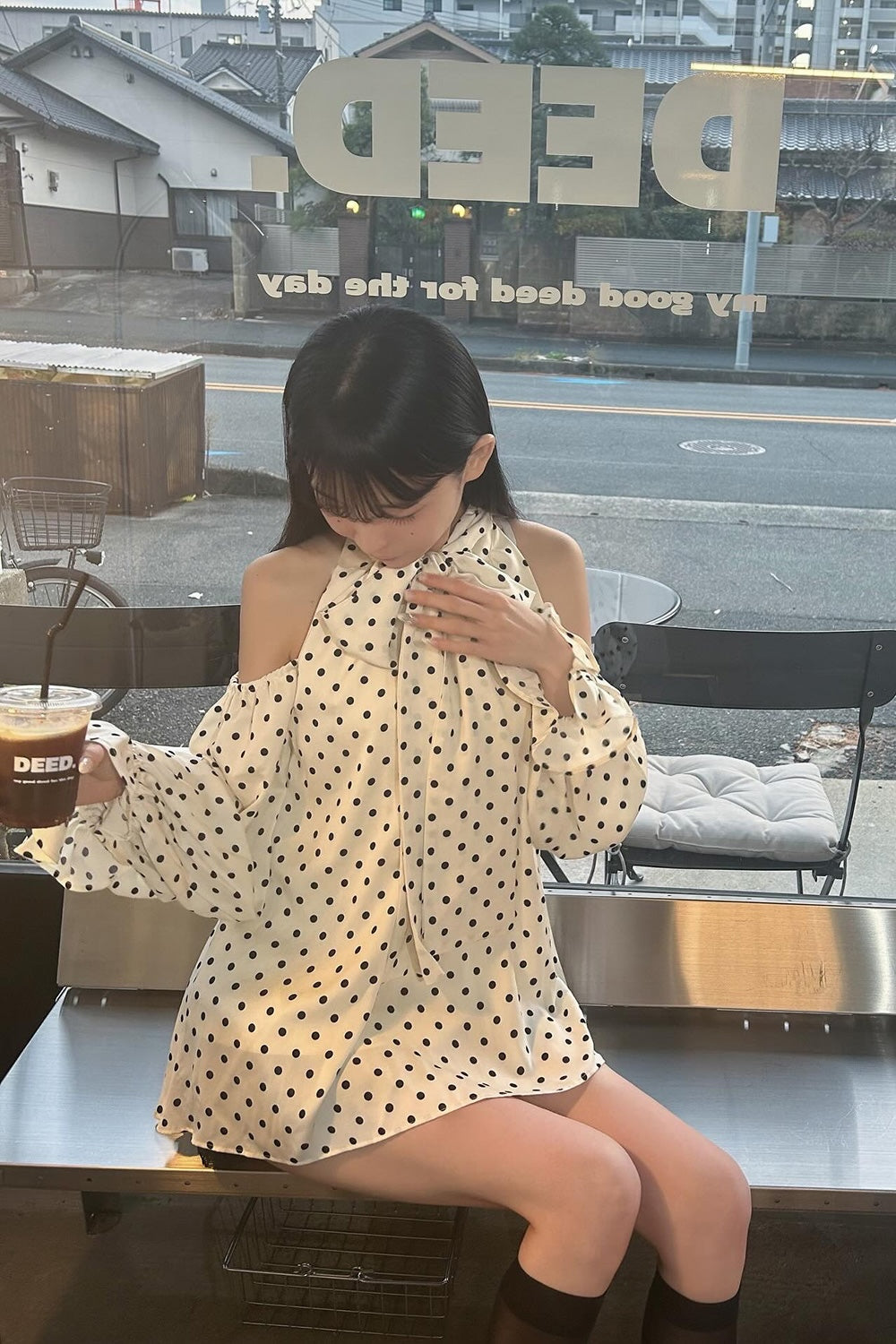 Sophie Dot Ribbon Tunic Blouse