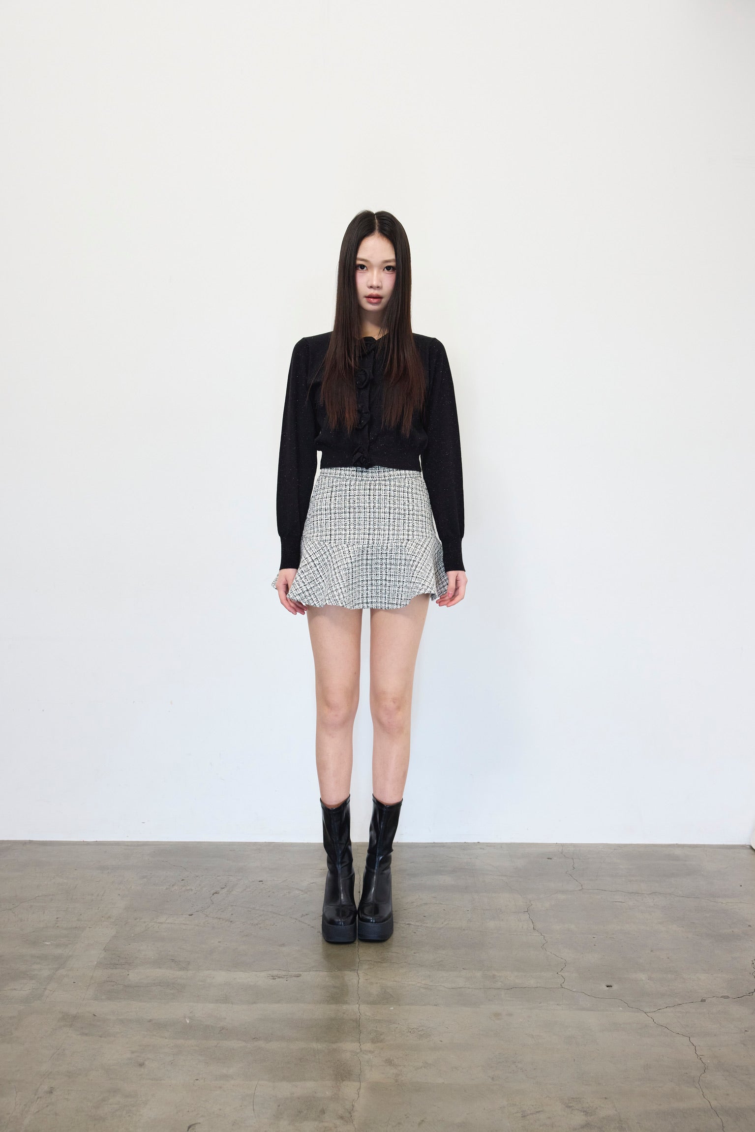 Elise Tweed Flare Mini Skirt