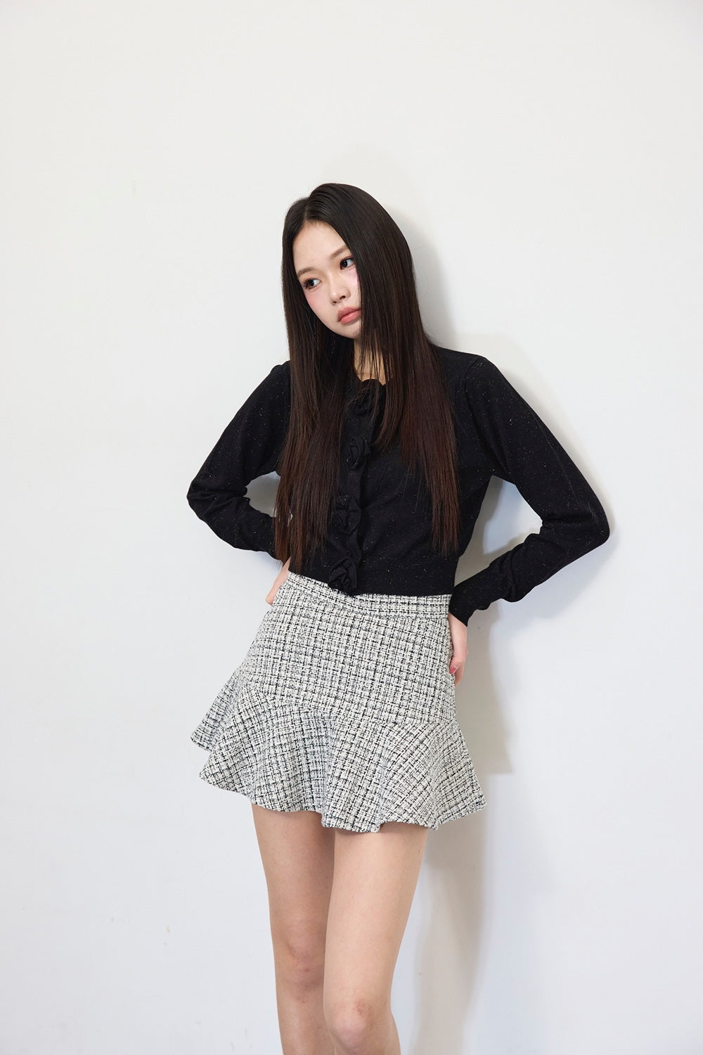Elise Tweed Flare Mini Skirt