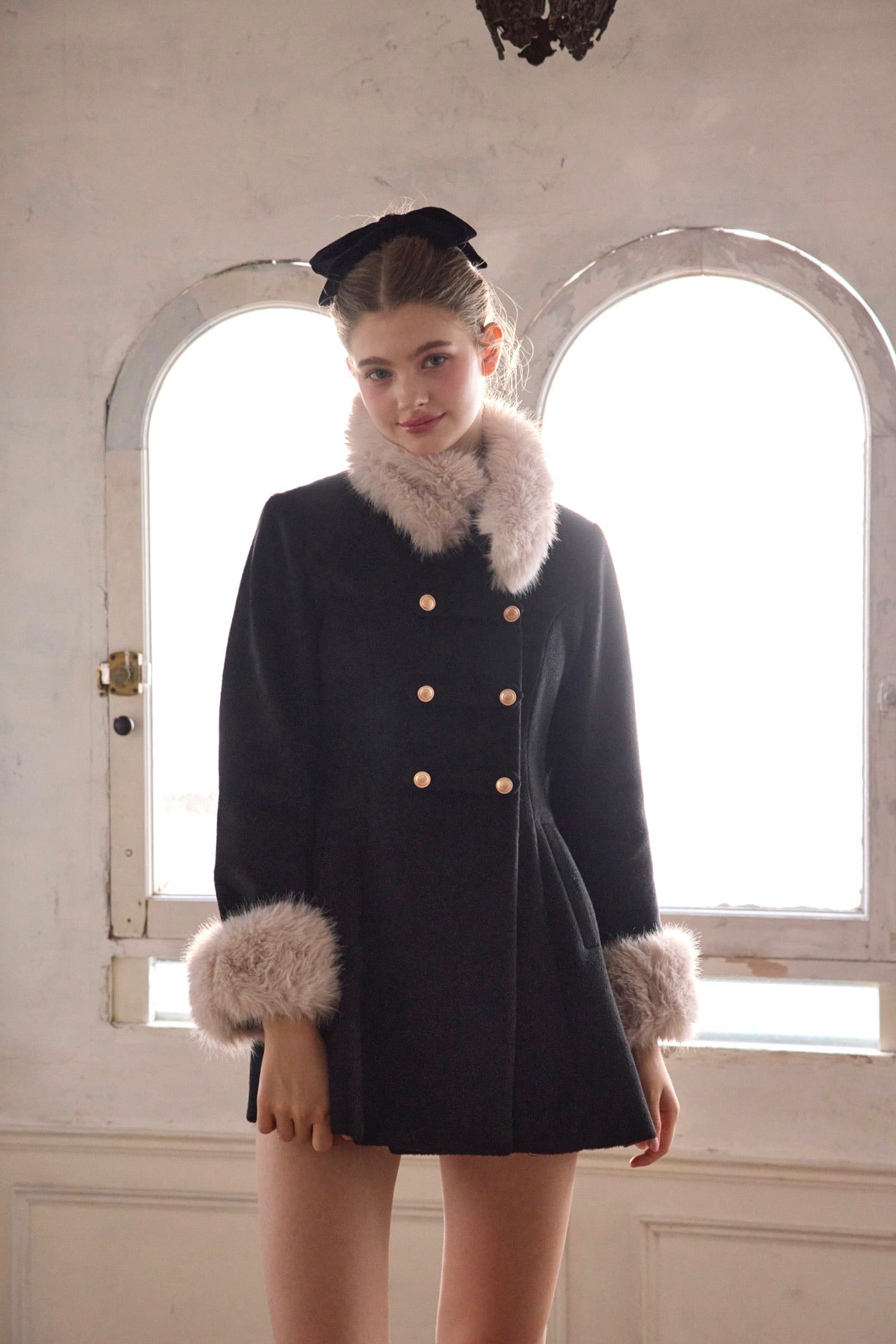 予約商品　Muse fur flare coat（black）